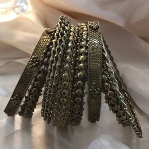 Bohemian bangle set  brass set of 12